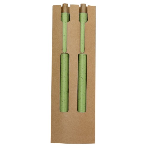 Zestaw piśmienniczy ze słomy pszenicznej, długopis i "wieczny" ołówek VA635-06