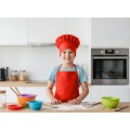 Zestaw małego kucharza, fartuch kuchenny i czapka kucharska, rozmiar dziecięcy | Nedina VA063-05