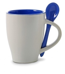 Kubek ceramiczny 300 ml z łyżeczką V5269-04