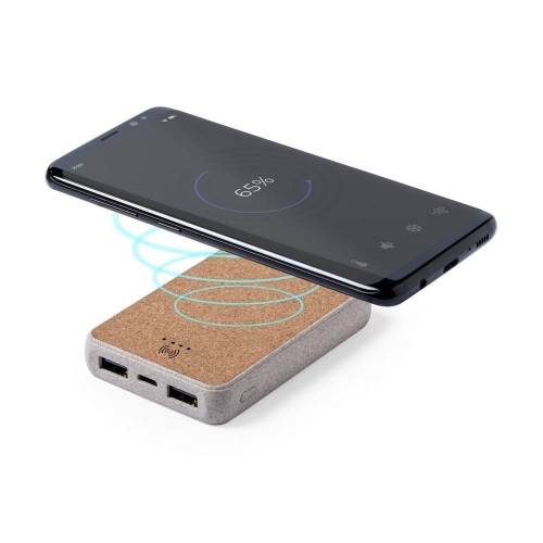Bezprzewodowy power bank 5000 mAh ze słomy pszenicznej, ładowarka bezprzewodowa 5W V0147-00