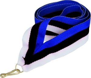 Wstążka szeroka 22 mm niebiesko-czarno-biała V2-BL/BK/W