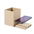 Składana ładowarka bezprzewodowa 5W z kartonu z recyklingu, hub USB 2.0, pojemnik na przybory do pisania, stojak na telefon V0178-00