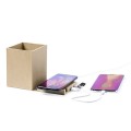 Składana ładowarka bezprzewodowa 5W z kartonu z recyklingu, hub USB 2.0, pojemnik na przybory do pisania, stojak na telefon V0178-00