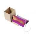 Składana ładowarka bezprzewodowa 5W z kartonu z recyklingu, hub USB 2.0, pojemnik na przybory do pisania, stojak na telefon V0178-00