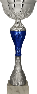 Puchar 9267 G srebrno-niebieski H-21 cm R-80 mm + grawerowanie