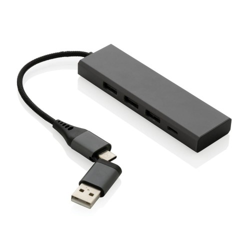 Hub USB 2.0 z USB C, aluminium z recyklingu P308.682