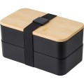 Pudełka śniadaniowe 2 szt., 2x400 ml, bambusowe wieczko, sztućce V1215-03