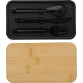 Pudełka śniadaniowe 2 szt., 2x400 ml, bambusowe wieczko, sztućce V1215-03