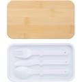 Pudełka śniadaniowe 2 szt., 2x400 ml, bambusowe wieczko, sztućce V1215-02
