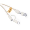 Kabel do ładowania ze słomy pszenicznej i bawełny z karabińczykiem, bambusowy element V1362-00