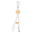 Kabel do ładowania ze słomy pszenicznej i bawełny z karabińczykiem, bambusowy element V1362-00