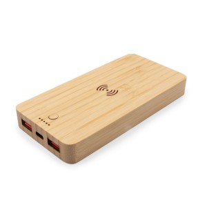Bambusowy bezprzewodowy power bank 8000 mAh B'RIGHT, ładowarka bezprzewodowa 15W | Benson V0053-17