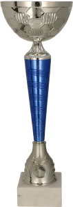 Puchar 9288 H srebrno-niebieski H-27 cm R-80 mm + grawerowanie