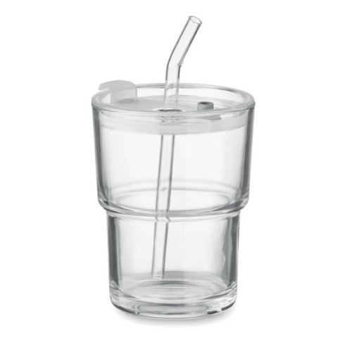 Szklany kubek ze słomką 400ml SIP