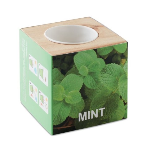 Drewniany pojemnik z ziołami MENTA