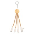 Korkowy kabel do ładowania B'RIGHT, bambusowy element, brelok do kluczy | Antez V1294-00