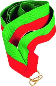 Wstążka wąska 11 mm zielono-czerwona V8-GN/R