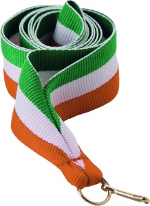 Wstążka szeroka 22 mm zielono-biało-pomarańczowa V2-GN/W/